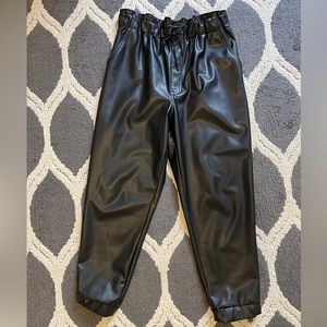 Abercrombie & Fitch Black Faux Leather Paperbag Waist Pants